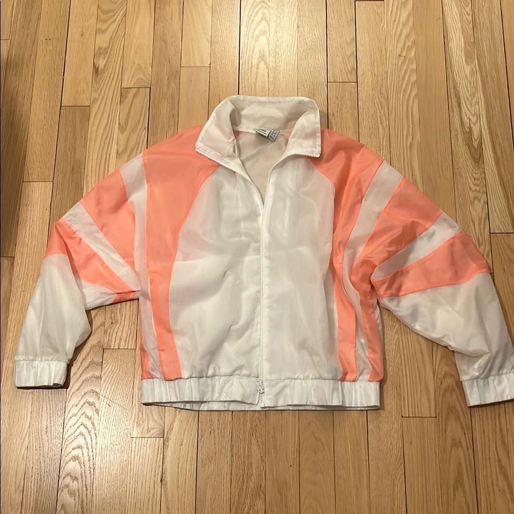 Adidas White and Pink Bomber Jacket Retro Style